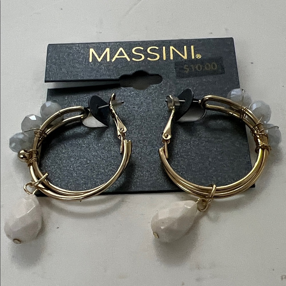 Massini Grey skies Hoop Earrings with White Accents